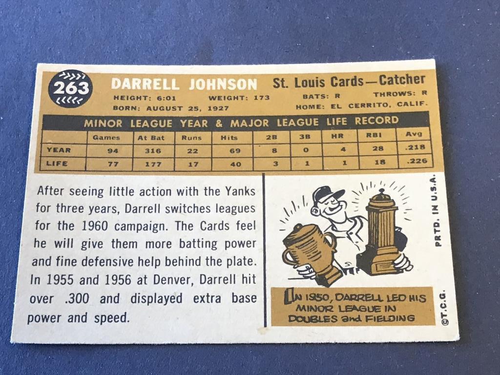 #263 DARRELL JOHNSON 1960 Topps Baseball Card