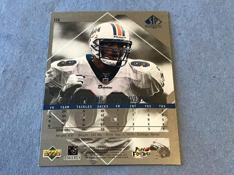 JASON TAYLOR 1997 SP Authentic Rookie Card