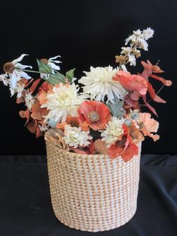 19 inch Wicker Basket of " Fake " Flowers