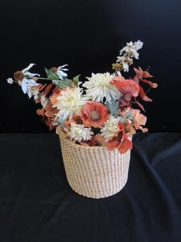 19 inch Wicker Basket of " Fake " Flowers