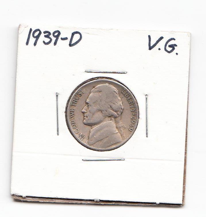 1939-D Jefferson Five Cents VG