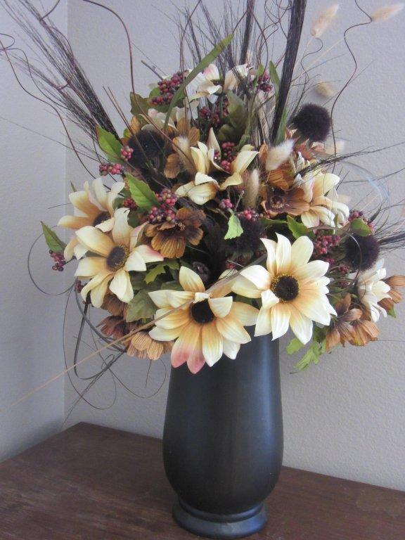 31 inch Artificial Flowers in a Black Vase