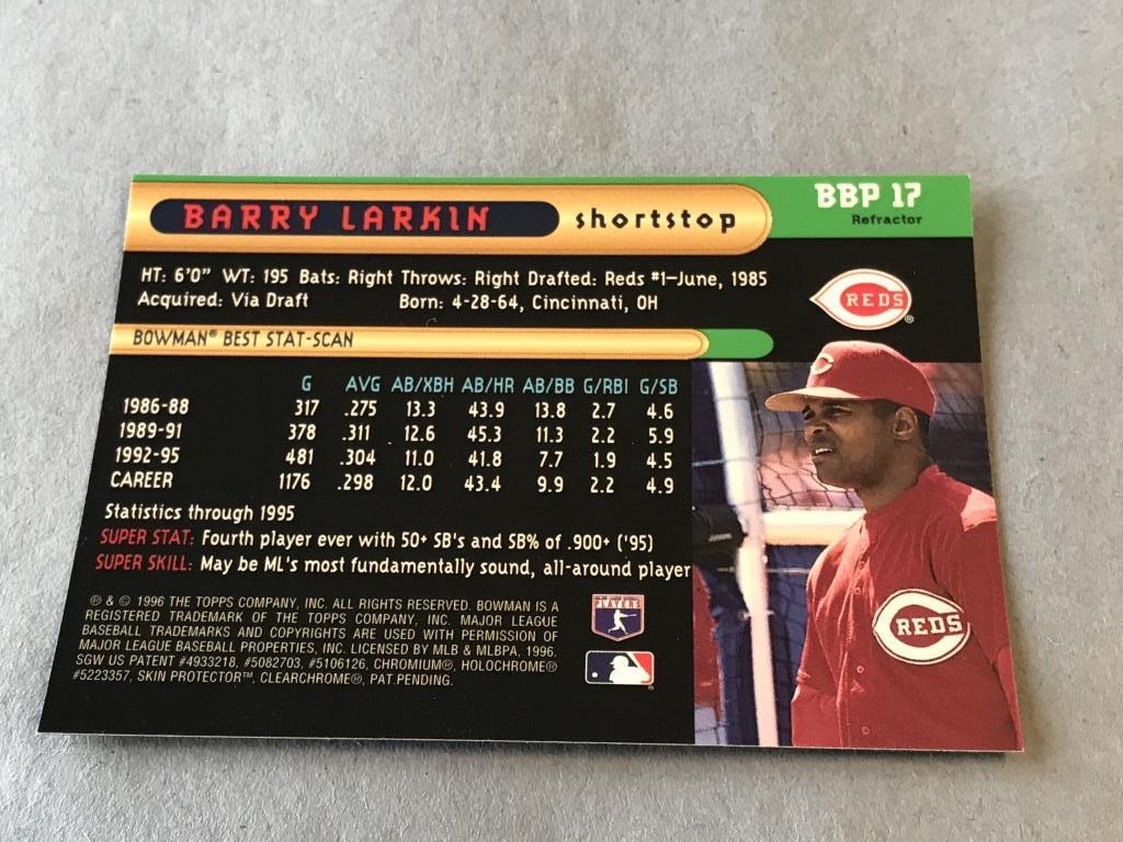 BARRY LARKIN 1996 Bowman Best Baseball REFRACTOR