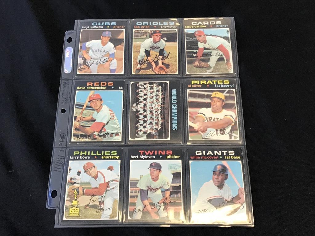 1971 Topps Baseball Cards Lot of 9 Stars & HOF
