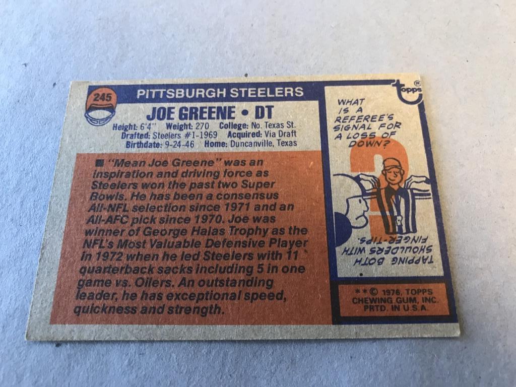 JOE GREEN Steelers HOF 1976 Topps Football Card,