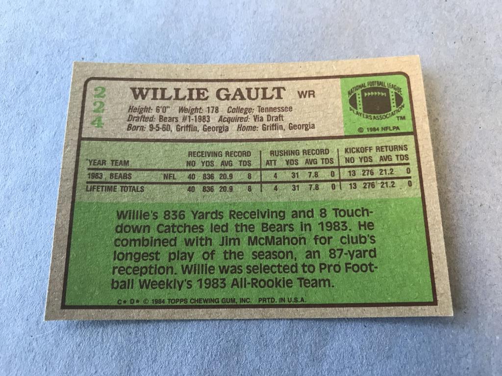 WILLIE GAULT Bears 1984 Topps Football ROOKIE Card