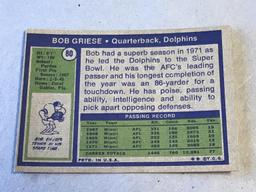 BOB GRIESE Dolphins 1972 Topps Football Card