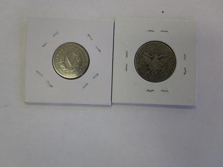 1902-O Barber Quarter &1912 Liberty Nickel