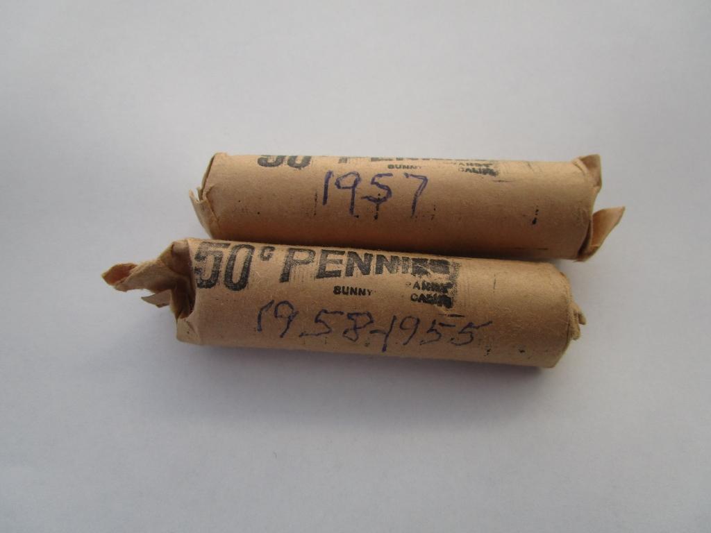 2 Rolls of 1955-1958 Pennies
