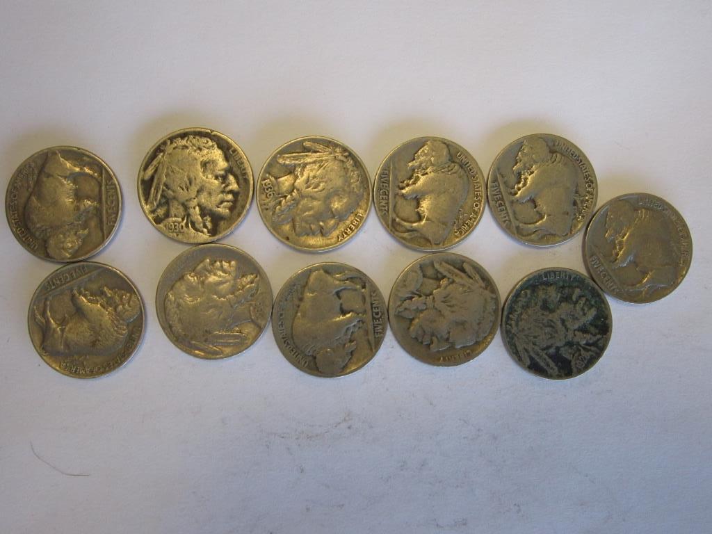 Lot of (11) Buffalo Nickels 5C 28-38 Era