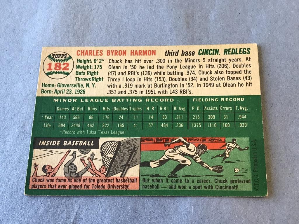 CHUCK HARMON Redlegs 1954 Topps Baseball Card #182