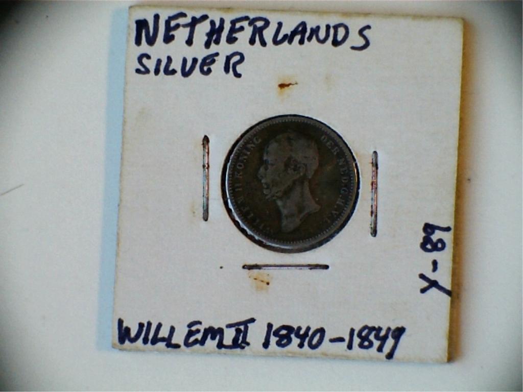 1849 Netherlands Silver 25 Cents Silver Coin