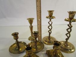 Lot of 7 Brass Candle Holders