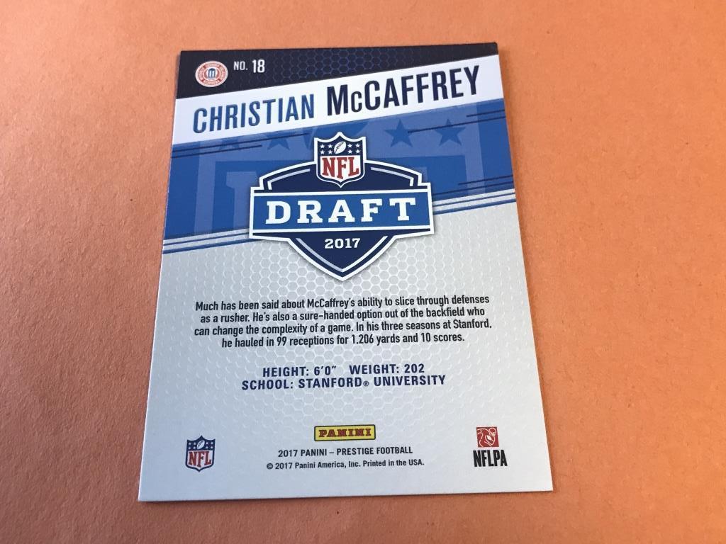 CHRISTIAN MCCAFFREY 2017 Prestige ROOKIE Card