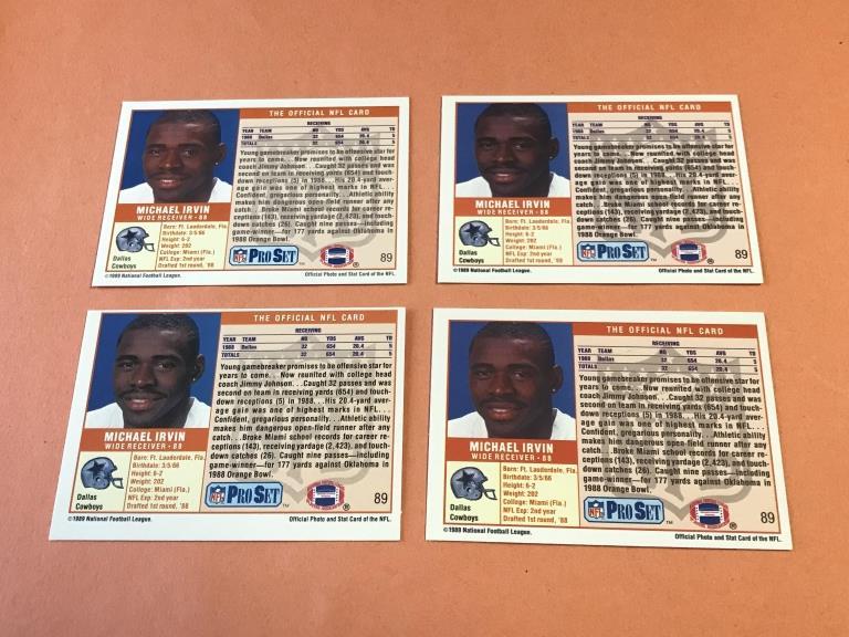 MICHAEL IRVIN Lot of 4 1989 Pro Set ROOKIE Cards