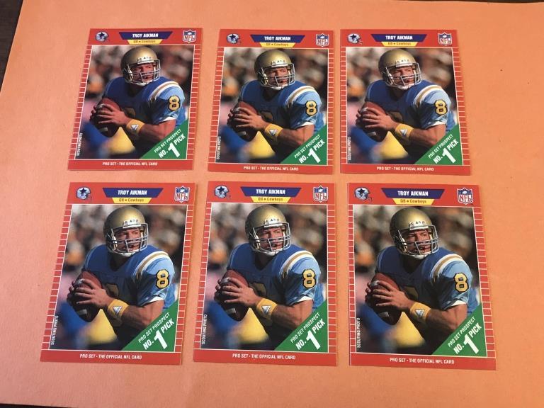 TROY AIKMAN Lot of 6 1989 Pro Set ROOKIE Cards