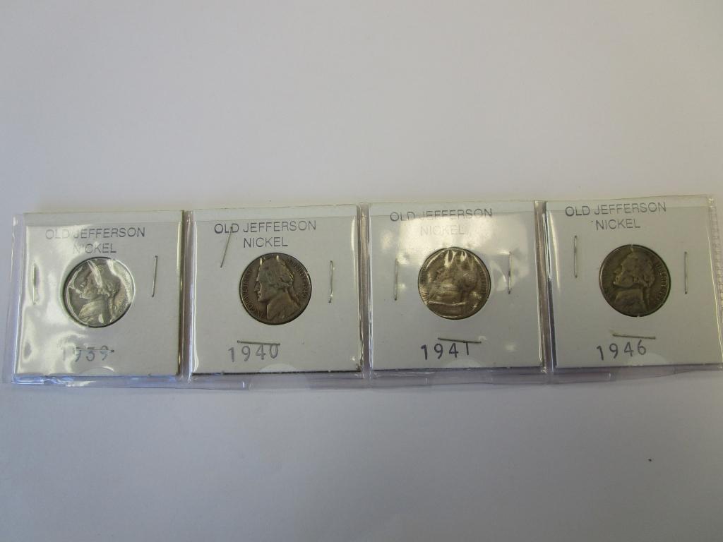 Lot of 4 Jefferson Nickels 1939,40,41,& 46