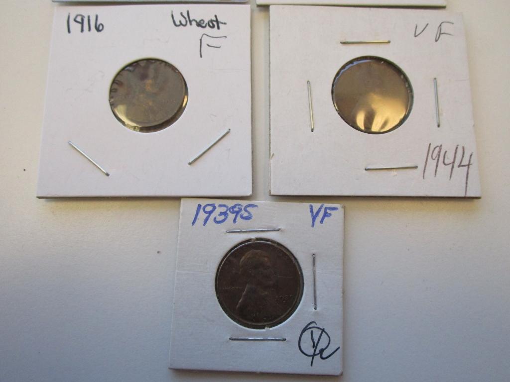 Lot of 5 Lincoln Wheat Pennies 1939-S, 1916,1920-S