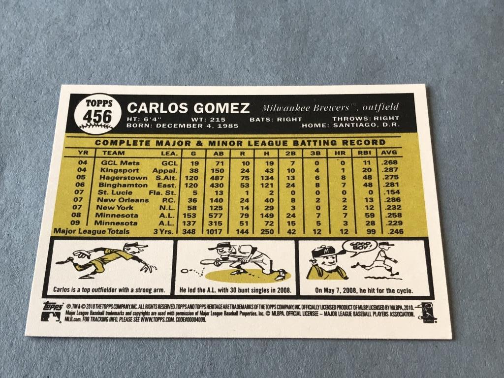 CARLOS GOMEZ 2010 Topps Heritage Baseball SP