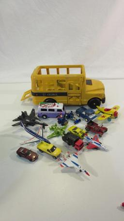 Play School Bus with Lot of Small Transportation