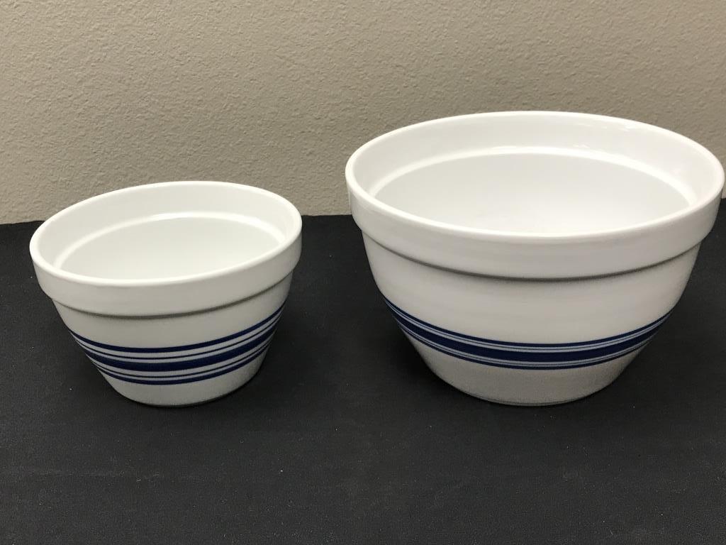 Lot of 2 Crate and Barrel Large Serving Bowls