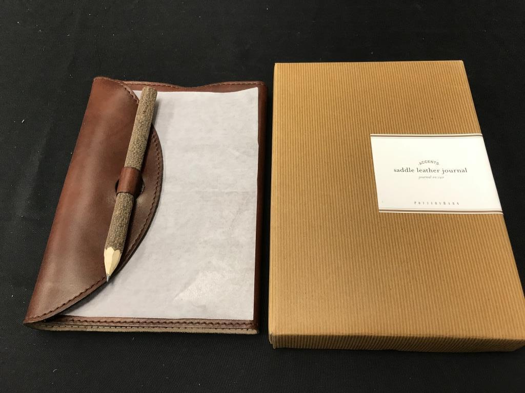 Pottery Barn Saddle Leather Journal NEW X$