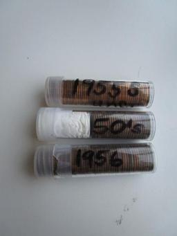 Lot of 2 1/2 Rolls of Pennies 1950's,1955S, & 1956