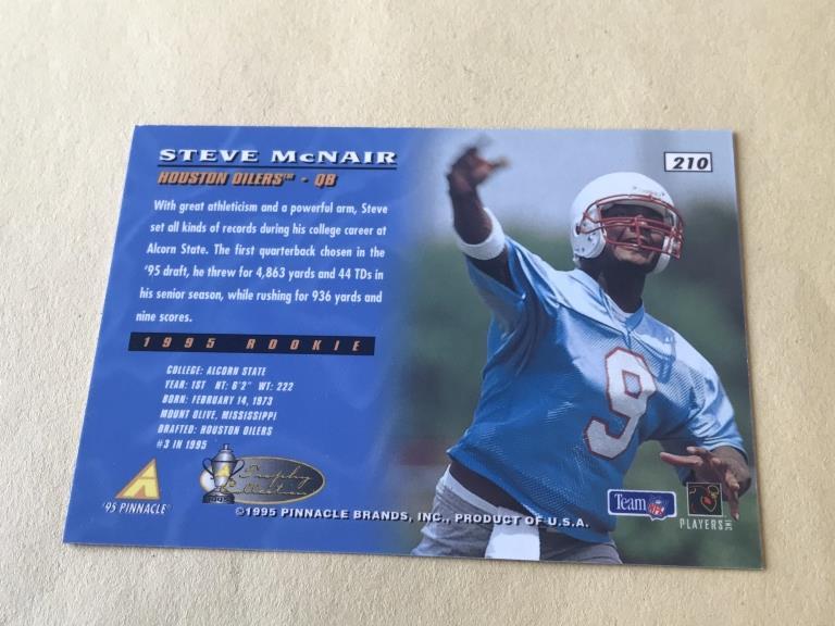 STEVE MCNAIR 1995 Pinnacle Football ROOKIE TROPHY