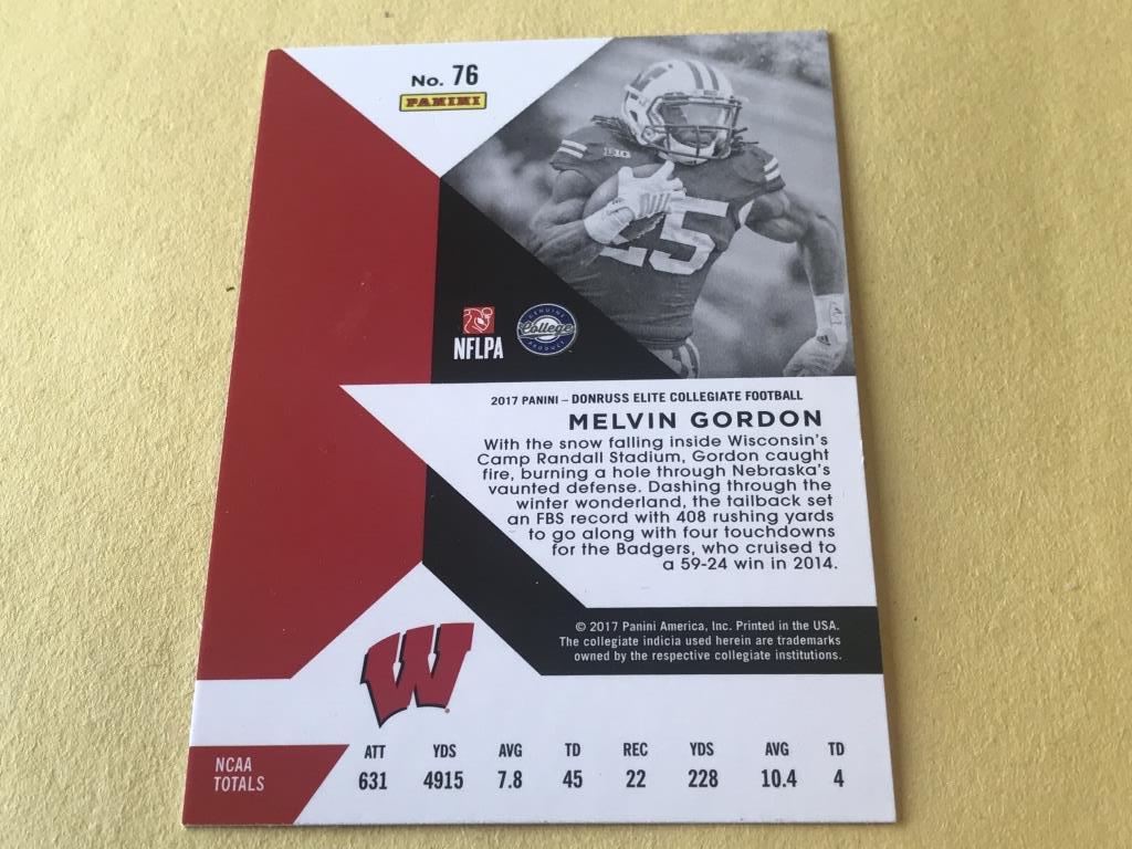 MELVIN GORDON 2017 Elite Football ROOKIE Card