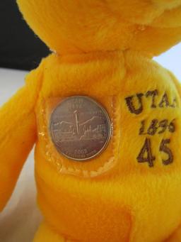 Lot of 2 Stuffed Animals with coins UTAH & AUSTRIA