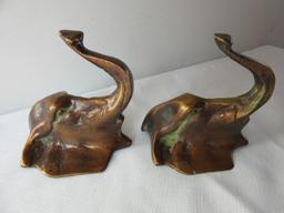 Set of 2 Copper Brass Elephant Wall Hooks