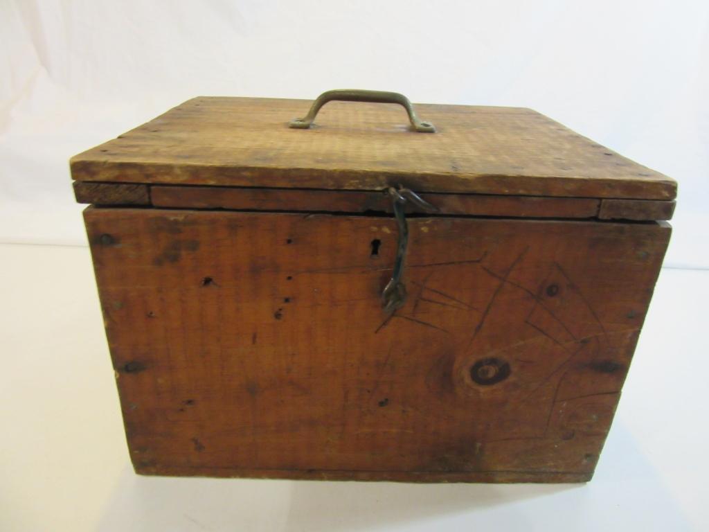 Vintage Hand Made Wood Box with Rock Pieces