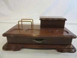 Vintage Wood & Velvet Lined Jewelry Box