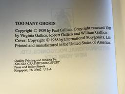 TOO MANY GHOST Paul Gallico HC Book 1988 BCE