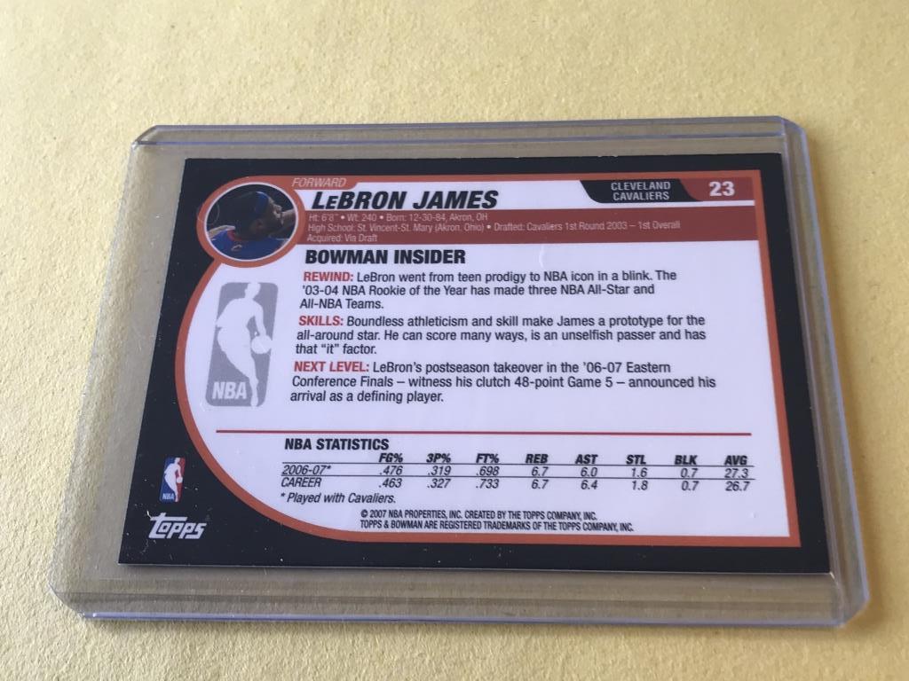 LEBRON JAMES 2007 Bowman Basketball Card