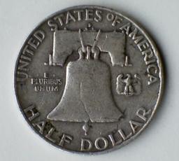 1958-D Franklin Silver Half Dollar Coin