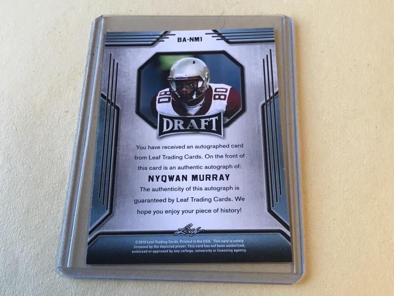 NYQWAN MURRAY Seahawks 2019 Leaf Draft AUTO ROOKIE