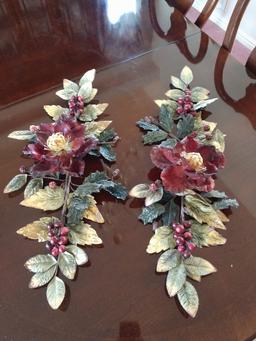 Set of two decorative floral wall hangings