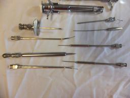 Lot of 4 Medical Syringes w/ Extra Parts