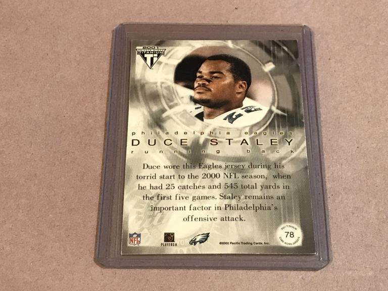 DUCE STALEY Eagles 2002 Pacific JERSEY Insert Card