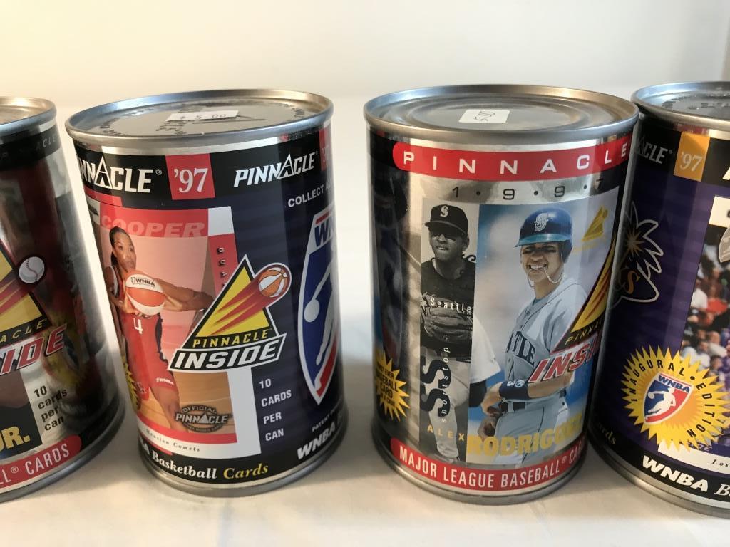 Lot of 5 Pinnale Trading cards in sealed Cans