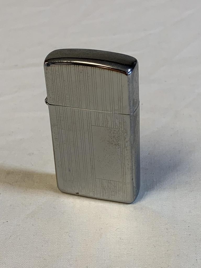 Zippo Chrome Etched with Name Plate Slim NEW