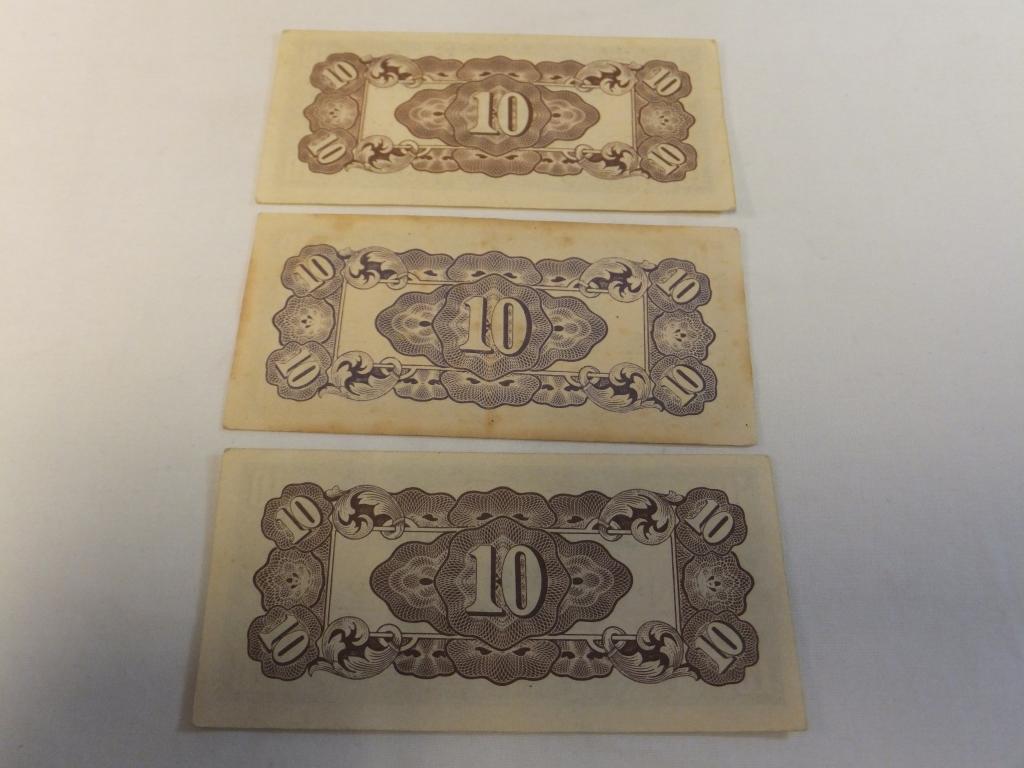 Lot of 3 Japanese Currency 10 Cent Notes