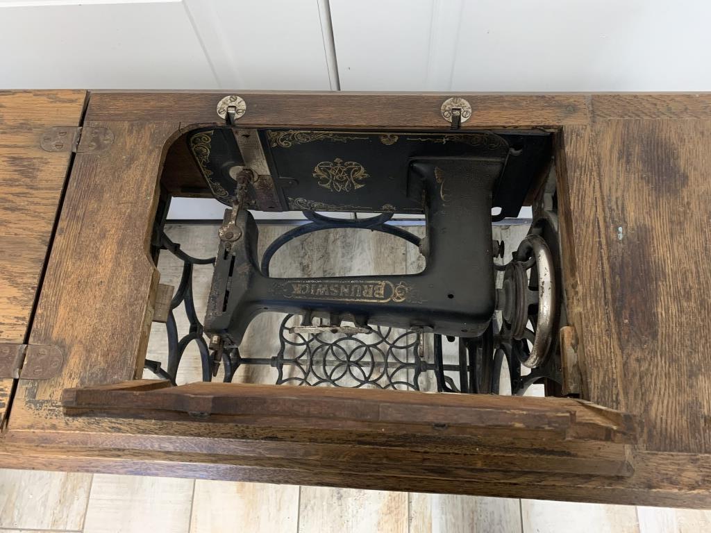 Antique Brunswick Sewing Machine with Cabinet