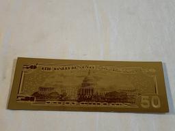 $50 Gold .999 24K Dollar Bill Replica