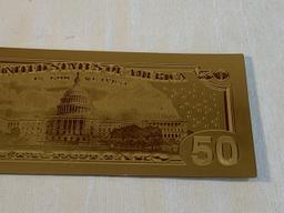 $50 Gold .999 24K Dollar Bill Replica