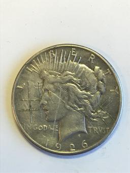 Scared 1926-S Peace Silver Dollar 90% Silver