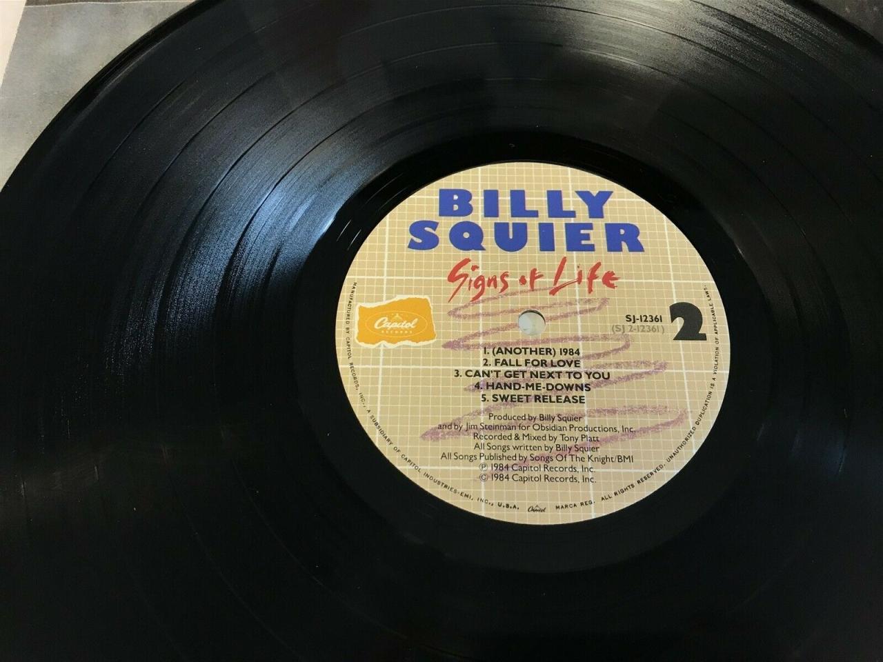 BILLY SQUIER Signs Of Life Original 1984 LP Vinyl