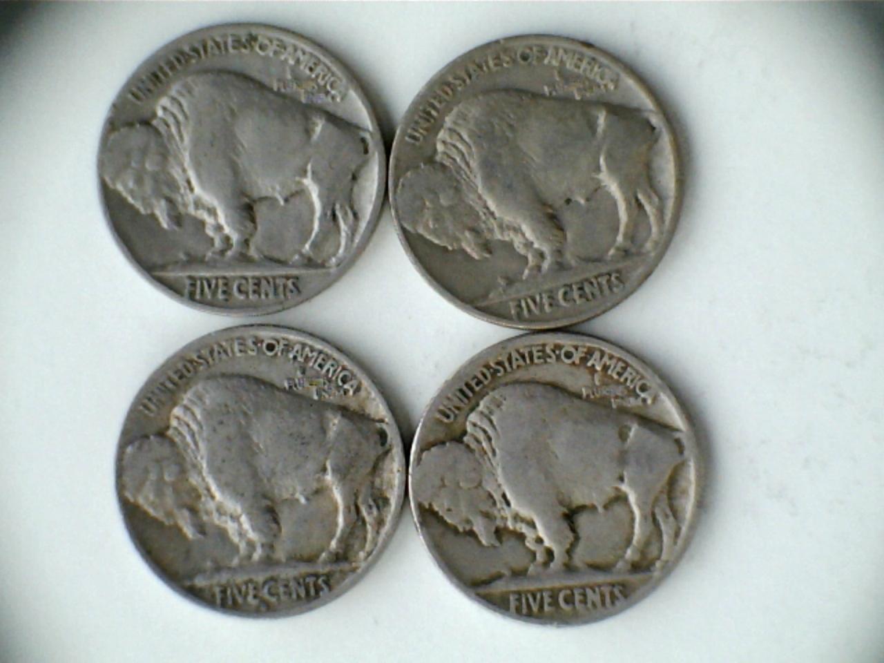 Lot of 4 1937 Buffalo Nickels