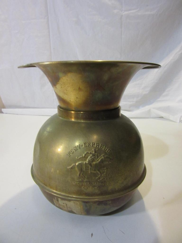 Vintage Brass/Copper Pony Express Spittoon